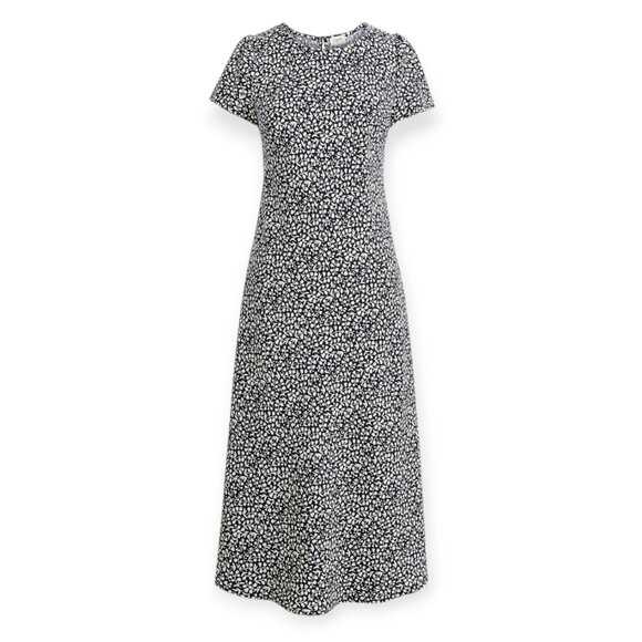 J. Crew Navy & White Floral Crepe Midi Dress – Size 10 (NWOT) - Picture 3 of 10